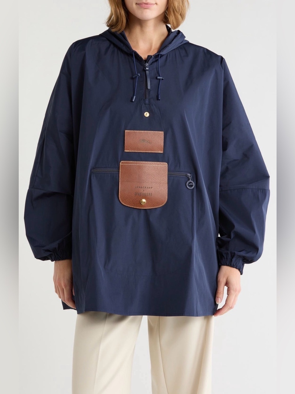 Longchamp x D'Heygere Hooded Raincoat Navy Size Large